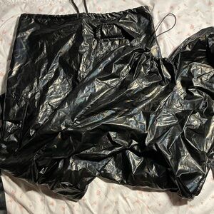 Shiny Black Trash Bag Drawstring Pants